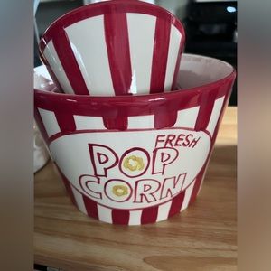 5 piece popcorn serving set vintage
